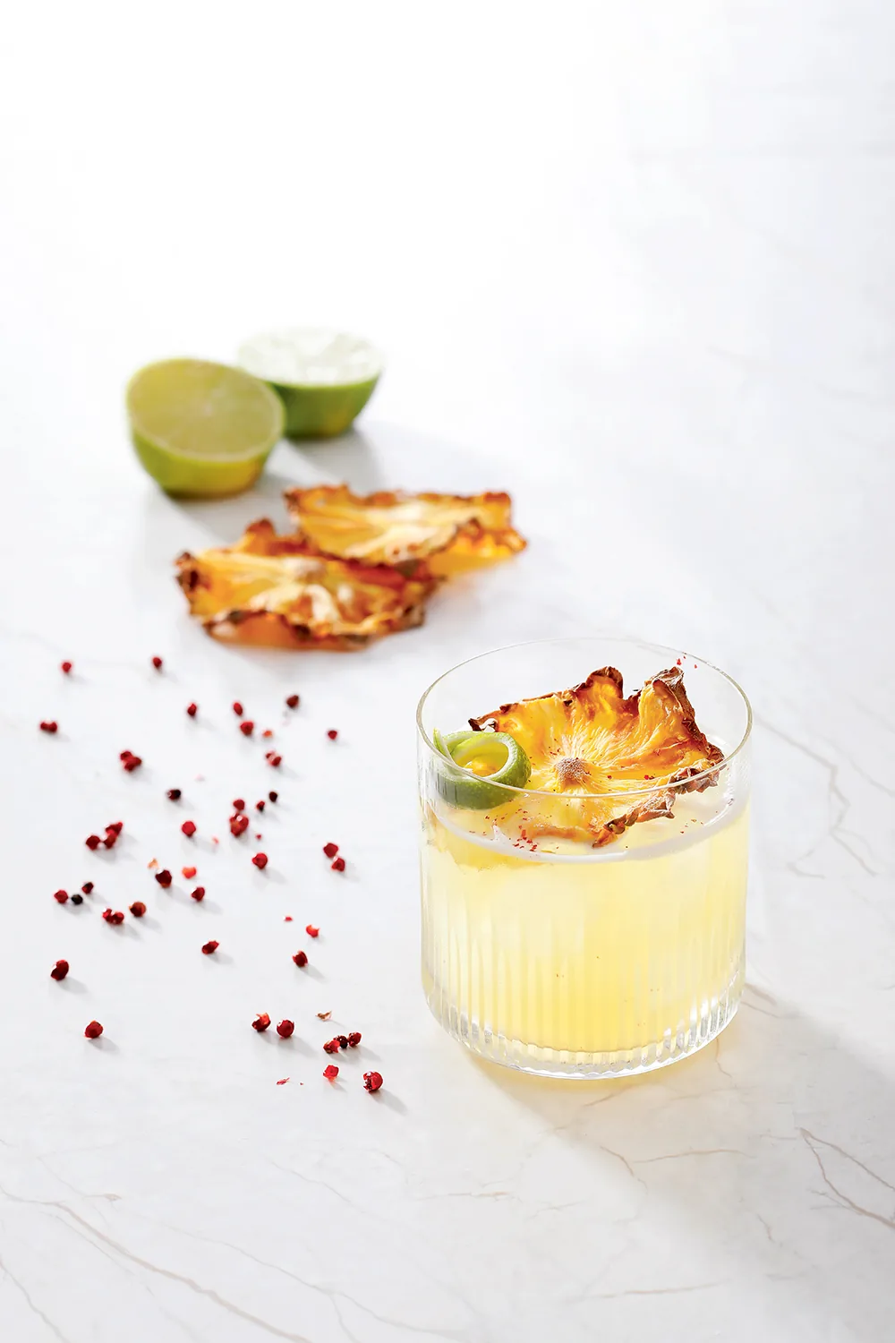 Pineapple and lime cocktail, food styling